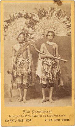 MATHEW B. BRADY, PUBLISHED BY E. AND H. T. ANTHONY, NEW YORK Fiji Cannibals - Imported by P. T. Barnum for his Great Show at the American Museum, New York. Ko Ratu Masi Moa, Ki Na Bose Yaco wearing ceremonial reed and feather headdress