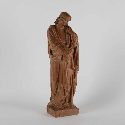 A Finely Carved Wooden Scultpure of Mary Magdalene