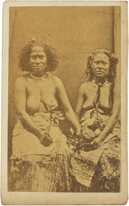 F. H. DUFTY, LEVUKA Portrait of two seated Lomo Lomo women with masi, tapa skirts