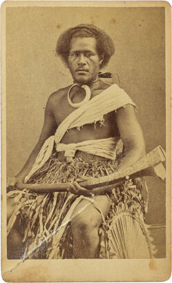 F. H. DUFTY, LEVUKA Portrait of Fijian man with Boar's tusk necklace and club