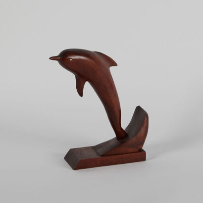 A Vintage Wooden Dolphin Sculpture