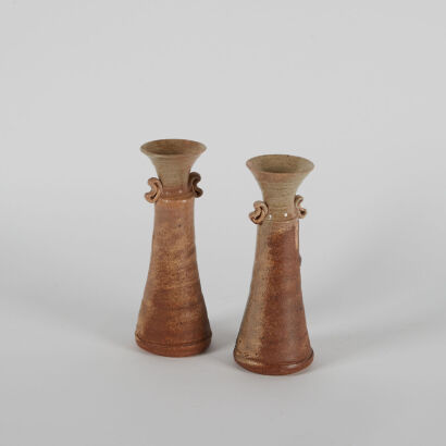 A Pair of Japanese Bizane Ware Vases