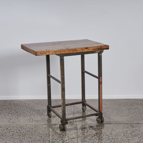 An Industrial Stand/Chopping Board With A Reclaimed Kauri Top
