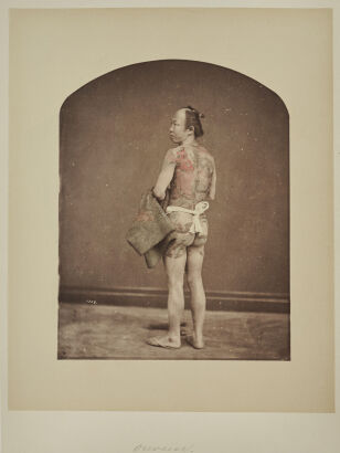 UNKNOWN PHOTOGRAPHER Portrait of Irezumi Tattooed man - Ouvrier (Construction Worker/Labourer)