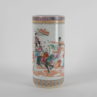 A Chinese Famille Rose and Iron-Red Gilt Vase