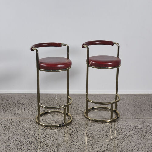 A Pair of Red Vinyl 1970's Armchairs