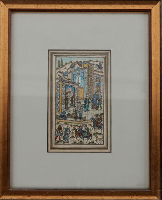 An Indian/Persian Miniature Painting (Framed)