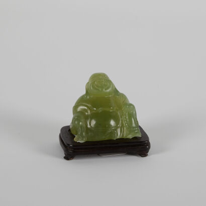 A Chinease Jade Carved Buddha with stand