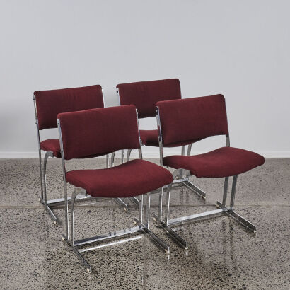 A Set Of Four Hollywood Regency Cantilever Chairs