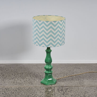 A Large Green Ceramic Desk Lamp