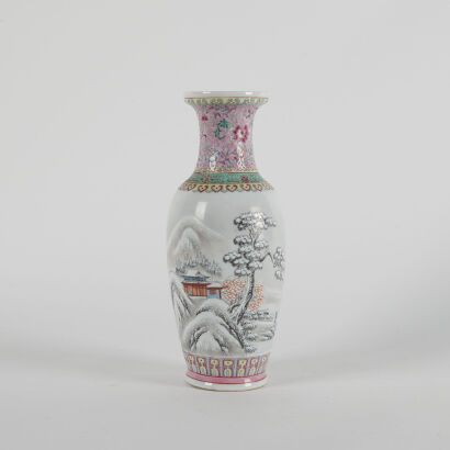 A Mid 20th Century Chinese Famille Rose 'Snow Scene' Vase