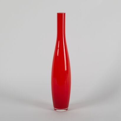 A Large Modern Red Glass Vase