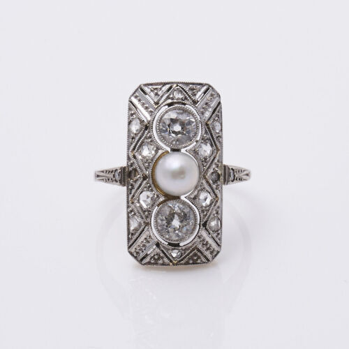 18ct Art Deco Diamond and Pearl Ring