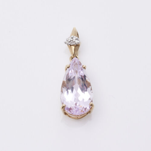 9ct Gold Kunzite and Diamond Pendant