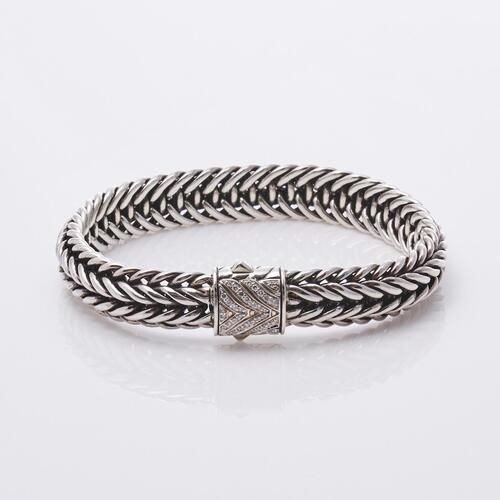 John Hardy Silver Diamond Woven Bracelet