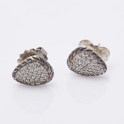 John Hardy Silver Diamond Earrings