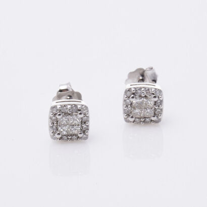Diamond Cluster Stud Earrings