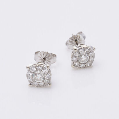 14ct Diamond Cluster Stud Earrings 0.50ct
