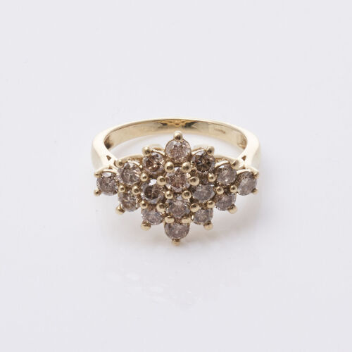 9ct Cognac Diamond Cluster Ring 1.50ct