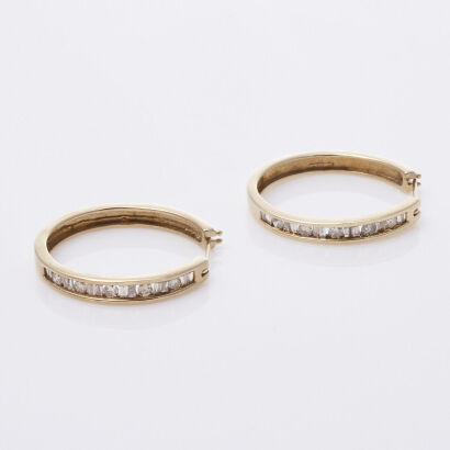 10ct Diamond Hoop Earrings 1.50ct