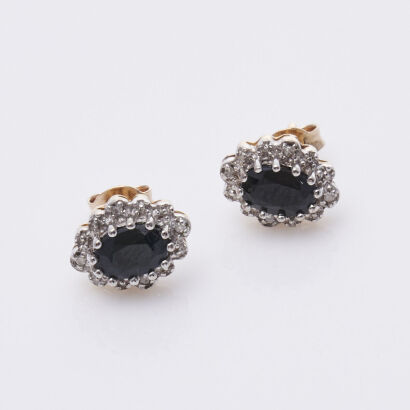 9ct Sapphire and Diamond Earrings
