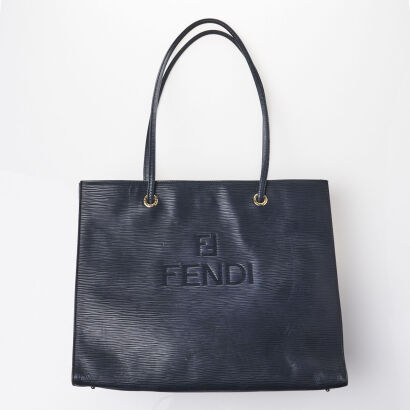 Fendi Navy Epi Leather Tote Bag