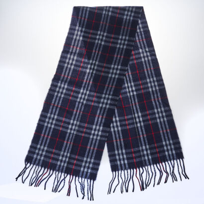 Burberry Wool Blue Checker Scarf