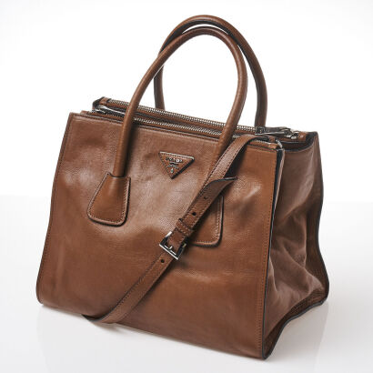 Prada Brown Leather Shoulder Bag
