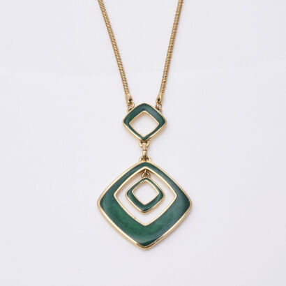 Gold Tone Enamel Pendant