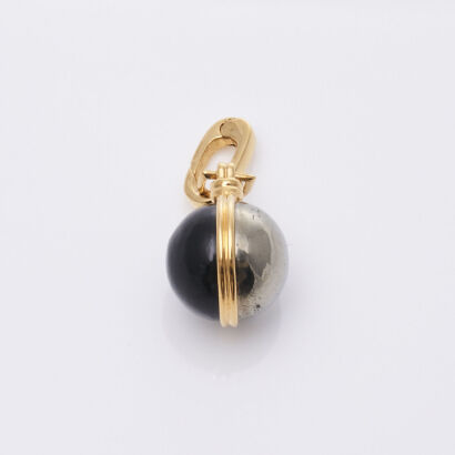 Missoma pyrite & black onyx sphere clip on pendant