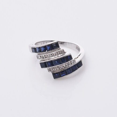 Platinum Sapphire and Diamond Ring