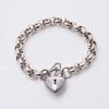 Silver Belcher Bracelet with Puff heart Padlock