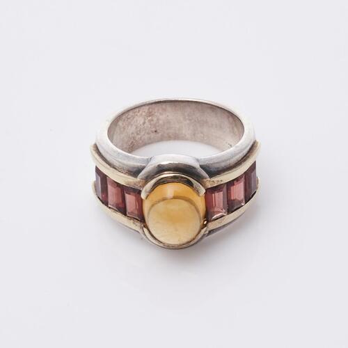 Silver Garnet and Citrine Ring