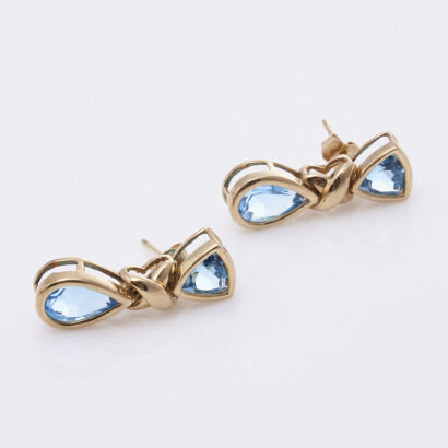 14ct Topaz and Diamond Earrings