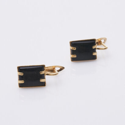 18ct Gold Onyx Earrings