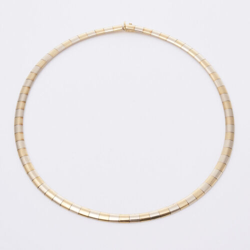 18ct Yellow and White Gold Omega Necklace