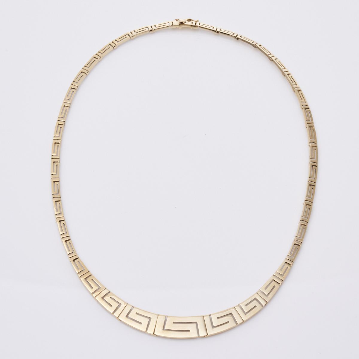 Mens Gold Greek Key Meander Necklace | Hellenic Art