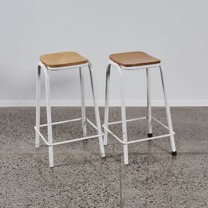 A Pair Of White Science Stools