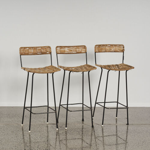 A Set of Three Cane Stools