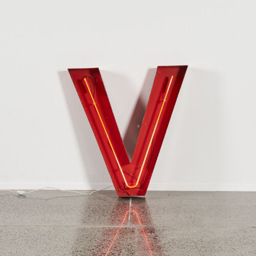 A Letter 'V' Red Neon Sign