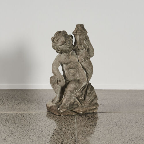 An Outdoor Concrete Cherub Fountain Scuplture