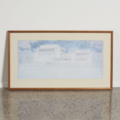 A Framed Frank Lloyd Wright Unity Temple Poster