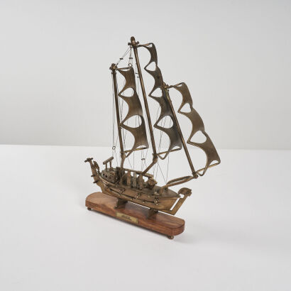 A Vinatge Brass Ship Ornament