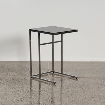 A Chrome and Balck Glass Side Table