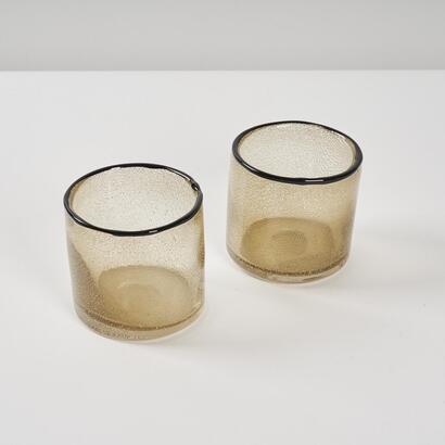 A Pair of Bullicante Glass Candle Holders