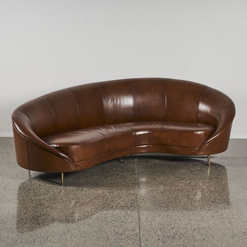 A Brown Leather Parlour Sofa