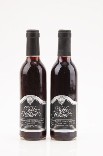 (1) Two bottles of 1987 Hunter's Noble Chardonnay 375ml gift pack in one lot