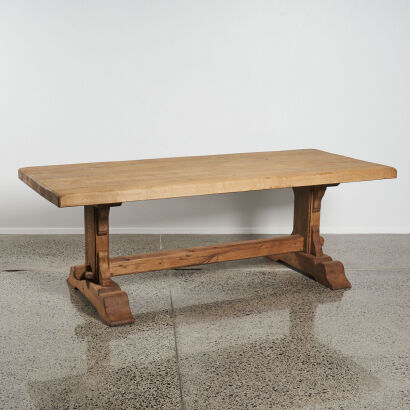 A French Oak Monastery Style Dining Table Circa 1900s