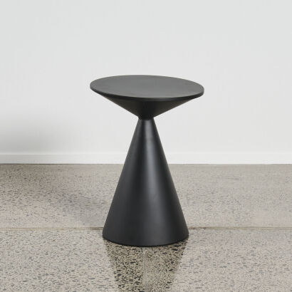 A Black Metal Conical Side Table