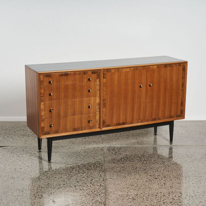 A 1950s Mid-Century Sideboard With Ebonised Detailing